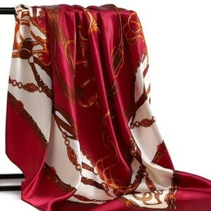 Elegant Red and Brown Scarf